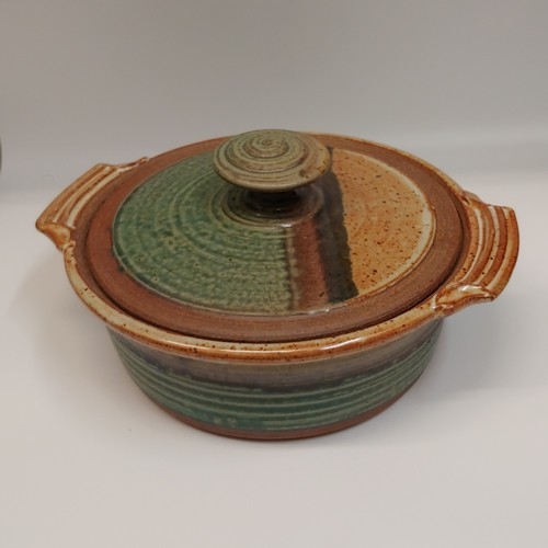 #220711 Casserole Baking Dish Green, Tan, Black 9x3.5 $39.50 at Hunter Wolff Gallery